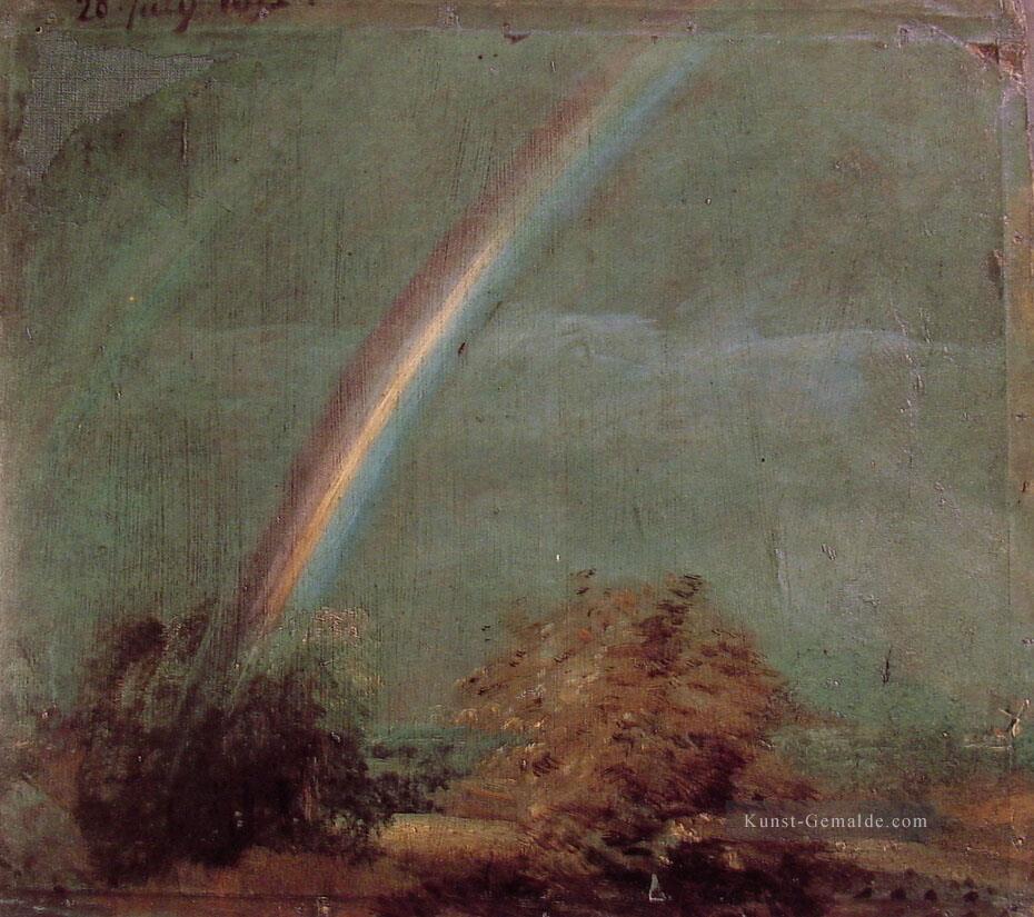 Landschaft mit einem Double Rainbow romantische John Constable Ölgemälde